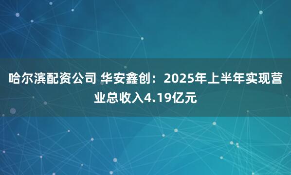 哈尔滨配资公司 华安鑫创：2025年上半年实现营业总收入4.19亿元