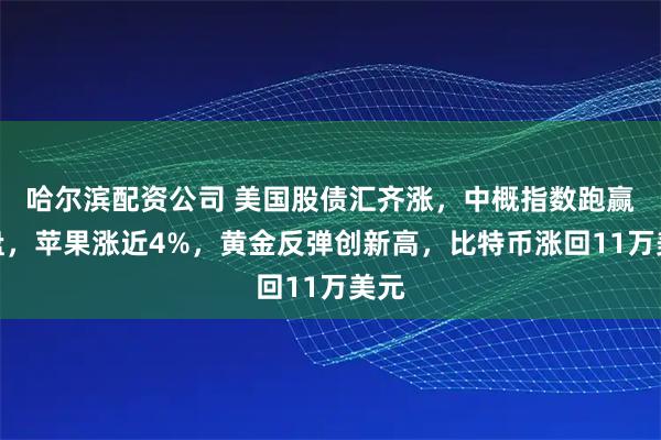 哈尔滨配资公司 美国股债汇齐涨，中概指数跑赢大盘，苹果涨近4%，黄金反弹创新高，比特币涨回11万美元