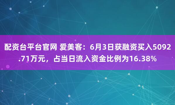 配资台平台官网 爱美客：6月3日获融资买入5092.71万元，占当日流入资金比例为16.38%